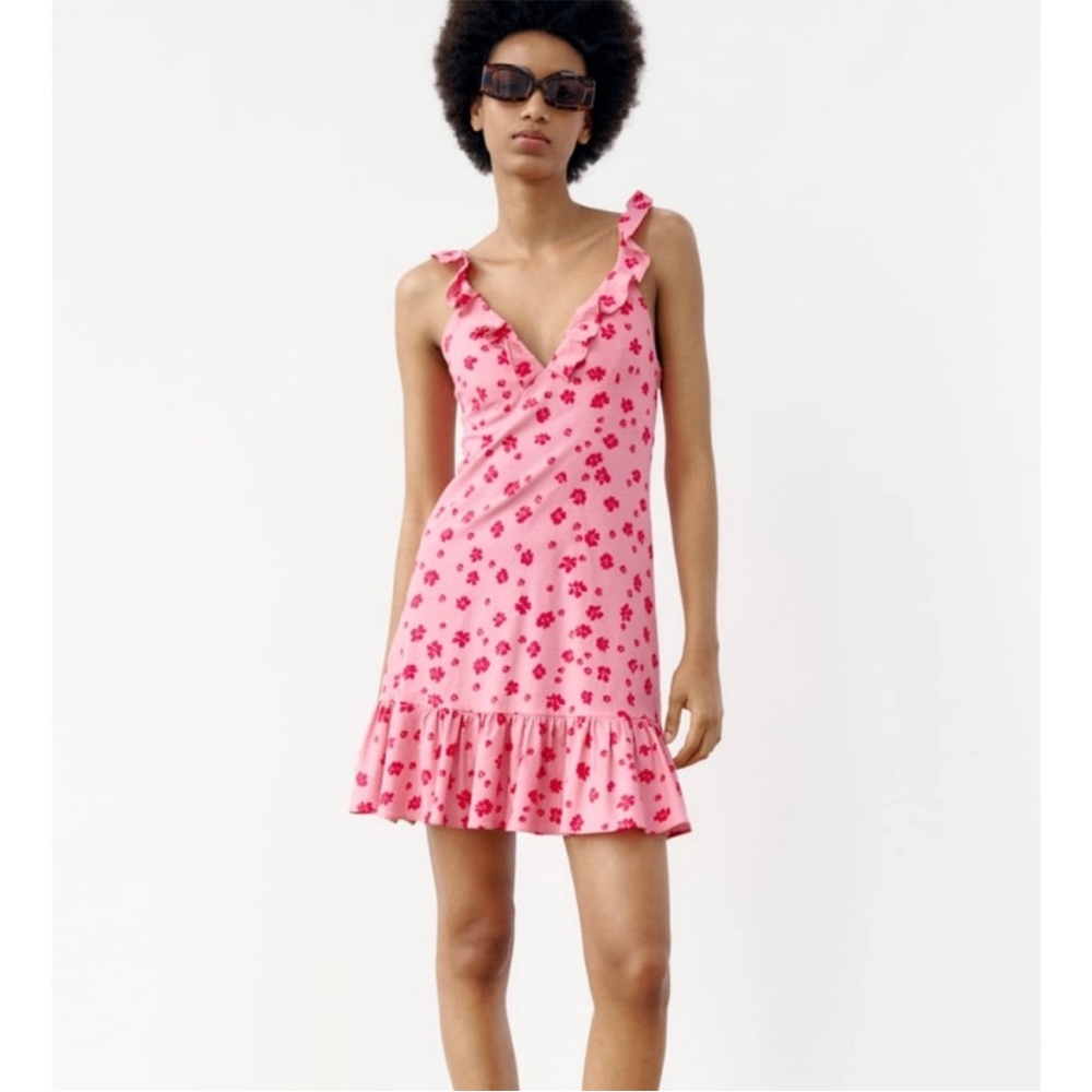 Zara Ruffled Printed Dress - Picture 5 of 8